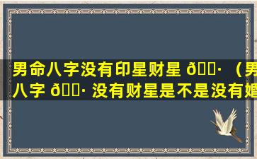 男命八字没有印星财星 🕷 （男八字 🌷 没有财星是不是没有婚姻）